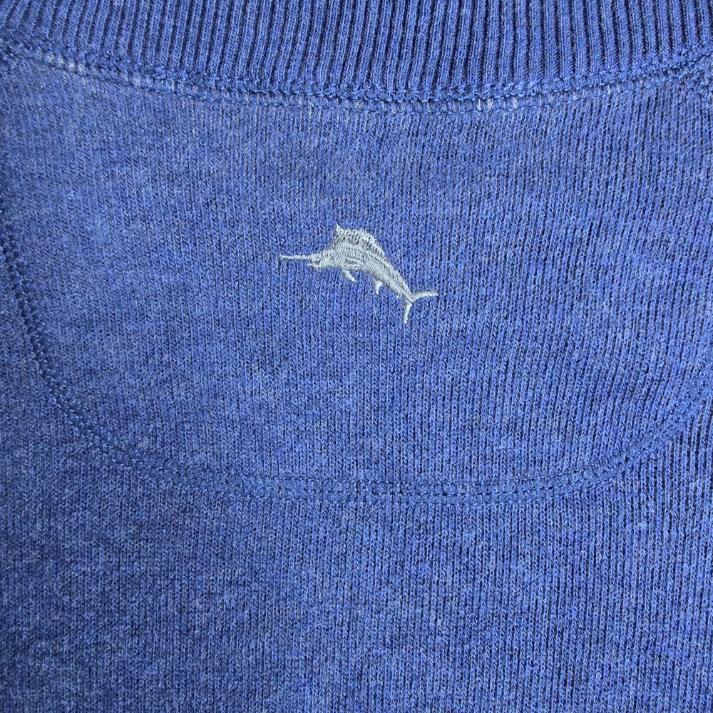 Tommy Bahama Mens Blue 100% Cotton Quarter Zip Pullover Sweater Heathered XL - Picture 5 of 8